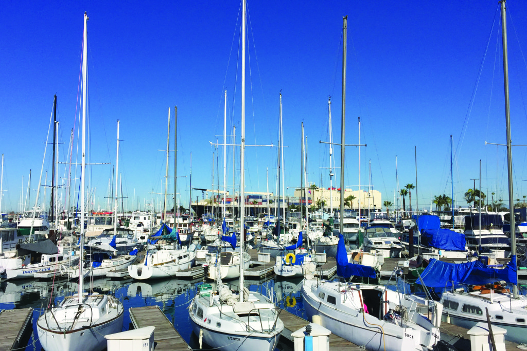 Liveaboards and slip renters in Wilmington and San Pedro often have to co-exist with large tankers, such as the one seen here behind Pacific Yacht Landing. The channel adjacent to Pacific Yacht Landing is regularly populated with large ships coming to and going from the harbors terminals and wharves. Parimal M. Rohit photo