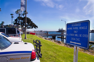 Marine Patrol designated parking in Alamitos Bay (photo by Nina K. Jussila)